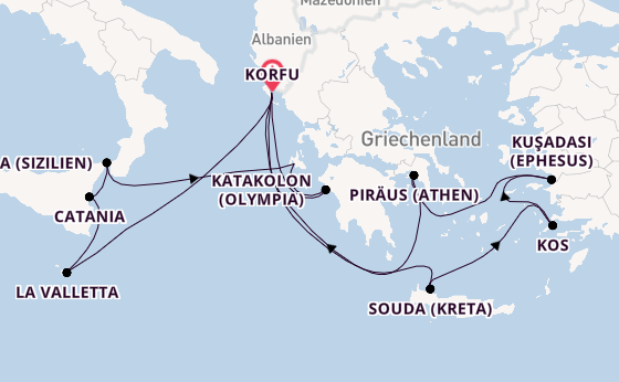 Östliches Mittelmeer ab Korfu, Griechenland auf AIDAblu