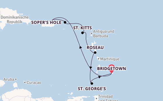 Karibik ab Bridgetown, Barbados auf der Emerald Princess