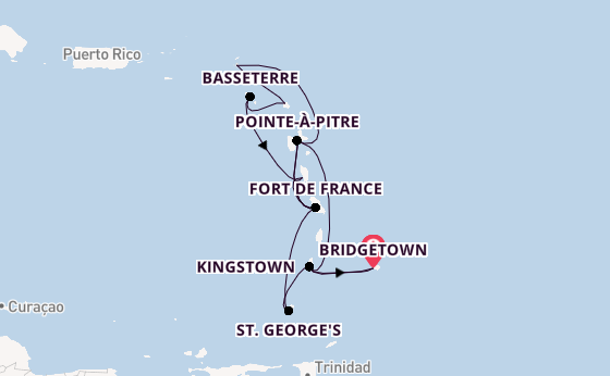 Southern Caribbean from Bridgetown, Barbados with the MSC Meraviglia
