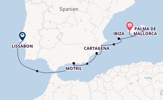 Westliches Mittelmeer ab Palma de Mallorca, Spanien auf der VASCO DA GAMA