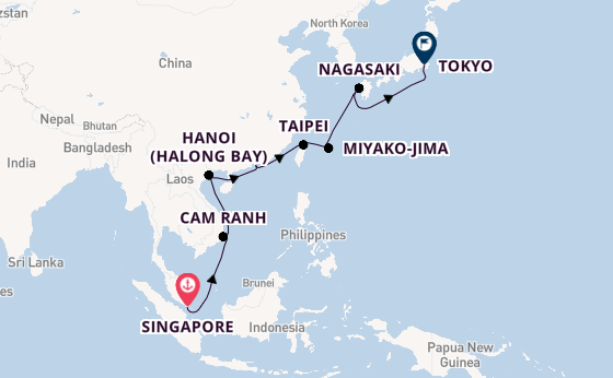 Japan from Singapore, Singapore with the Sapphire Princess