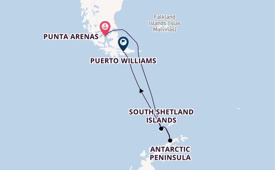 Antarctic Ocean from Punta Arenas, Chile with the Silver Cloud