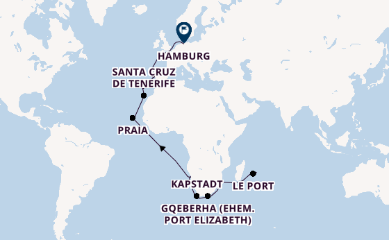 Südliches Afrika ab Port Louis, Mauritius auf AIDAsol