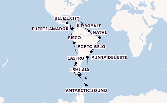 Zuid-Amerika vanaf Miami, Verenigde Staten met de Azamara Quest