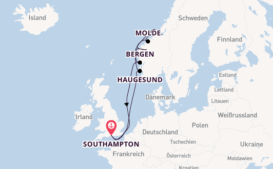 Norwegen ab Southampton, Großbritannien auf der Celebrity Apex