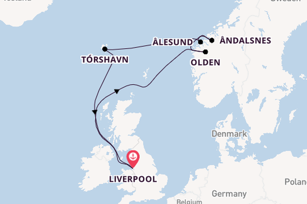 Norway from Liverpool, England with the Bolette