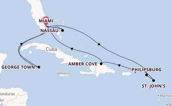 Caribbean from Miami, Florida, USA with the MSC Seashore