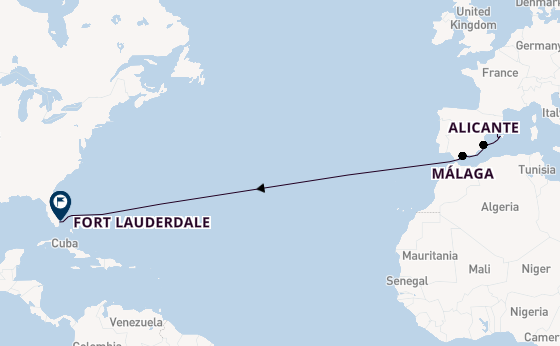 trans-Atlantisch vanaf Barcelona, Spanje met de Legend of the Seas