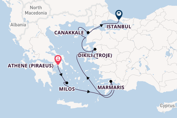 Oostelijke Middellandse Zee vanaf Athene (Piraeus), Griekenland met de Marina