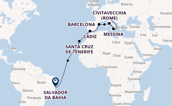 trans-Atlantisch vanaf Venetië, Italië met de MSC Armonia