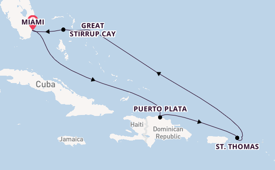Caribbean vanaf Miami, Verenigde Staten met de Norwegian Aura