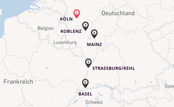Rhein ab Köln, Deutschland auf der Asara
