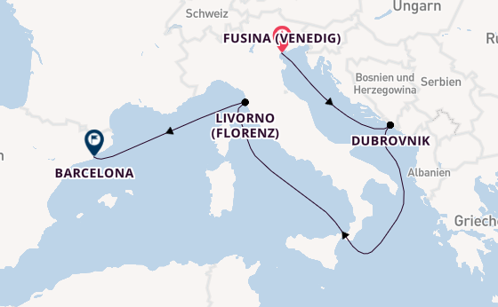 Westliches Mittelmeer ab Fusina (Venedig) auf der Seven Seas Grandeur