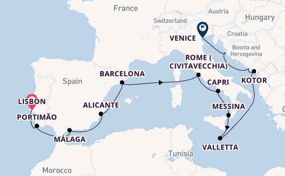 Atlantic Ocean to Adriatic Sea: Lisbon to Venice