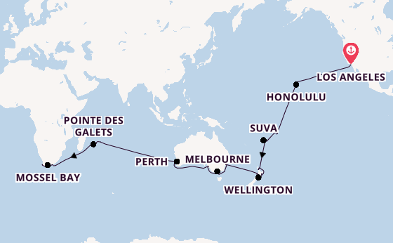 Wereldreizen vanaf Los Angeles, Verenigde Staten met de Coral Princess