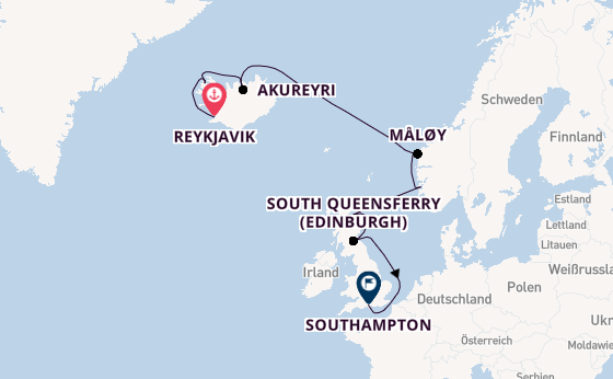 Vereinigtes Königreich ab Reykjavik, Island auf der Norwegian Star