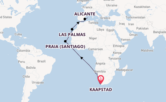 Zuidelijk Afrika vanaf Kaapstad, Zuid-Afrika met AIDAstella