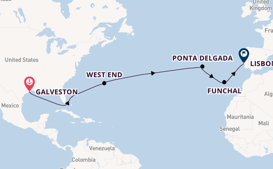 Transatlantic from Galveston, Texas, USA with the Carnival Miracle