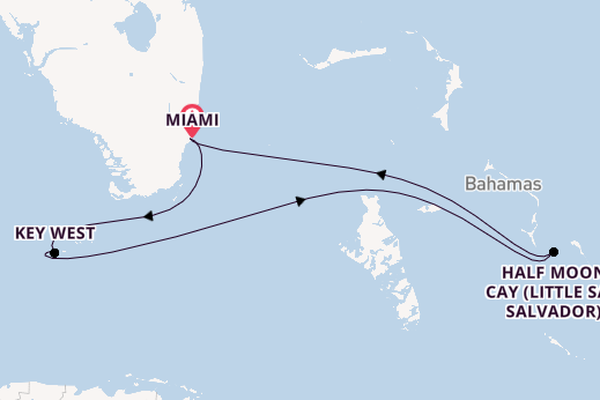 Caribbean from Miami, Florida, USA with the Zuiderdam