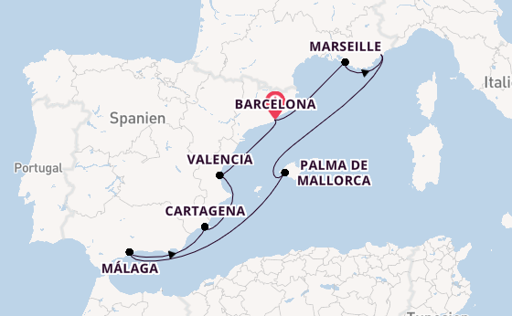 Westliches Mittelmeer ab Barcelona, Spanien auf der Silver Ray