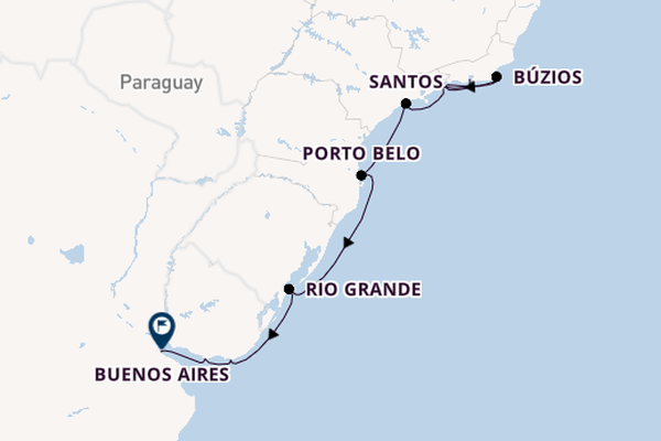 South America from Rio de Janeiro, Brazil with the Aurelia