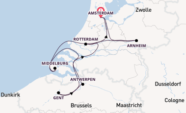 Benelux ab Amsterdam, Niederlande auf der Amadeus Star