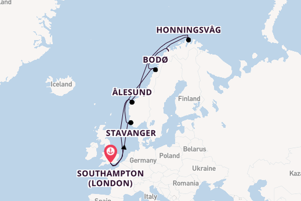 Norway from Southampton, England with the Queen Anne