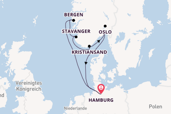 Norwegen ab Hamburg, Deutschland auf AIDAnova