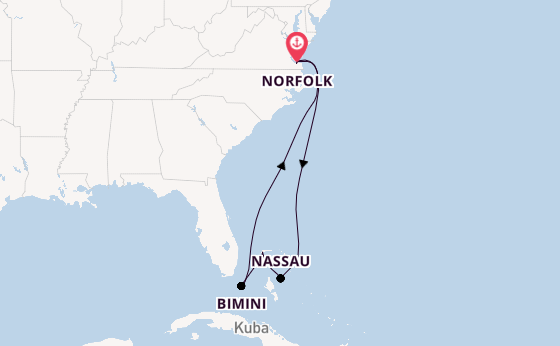 Karibik ab Norfolk, USA auf der Carnival Sunshine