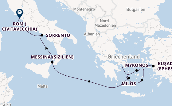 Mittelmeer ab Piräus (Athen), Griechenland auf der Seven Seas Prestige