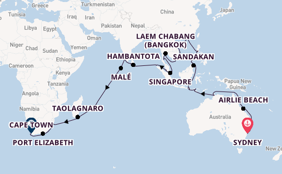 South East Asia from Sydney, Australia with the Azamara Onward