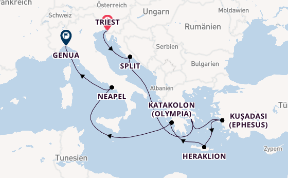 Mittelmeer ab Triest, Italien auf der MSC Splendida