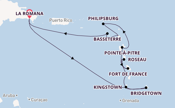 Karibik ab La Romana, Dominikanische Republik auf der Mein Schiff 4
