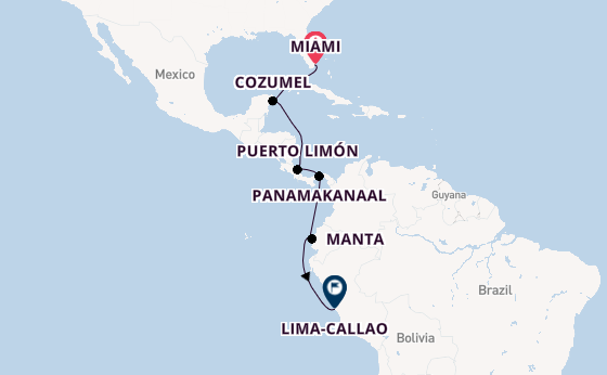 Midden-Amerika vanaf Miami, Verenigde Staten met de Silver Ray