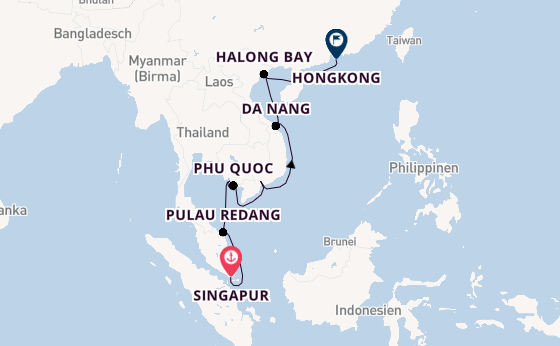 Südostasien ab Singapur, Singapur auf der EUROPA