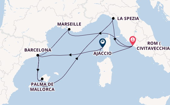 Westliches Mittelmeer ab Civitavecchia (Rom), Italien auf AIDAcosma