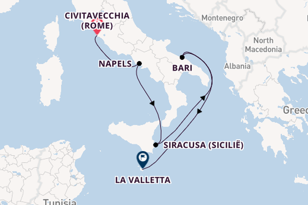 Westelijke Middellandse Zee vanaf Civitavecchia (Rome), Italië met de EXPLORA II