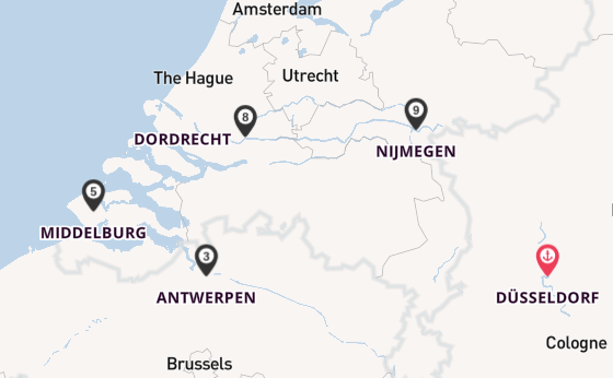 Rhein ab Düsseldorf, Deutschland auf der VIVA TIARA