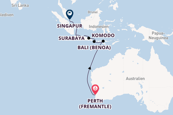 Südostasien ab Perth (Fremantle), Australien auf der Seven Seas Navigator