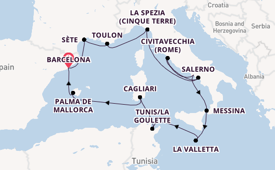 Westelijke Middellandse Zee vanaf Barcelona, Spanje met de Seven Seas Voyager