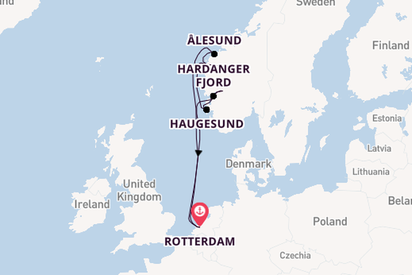 Norwegian Fjords from Rotterdam, The Netherlands with the Rotterdam