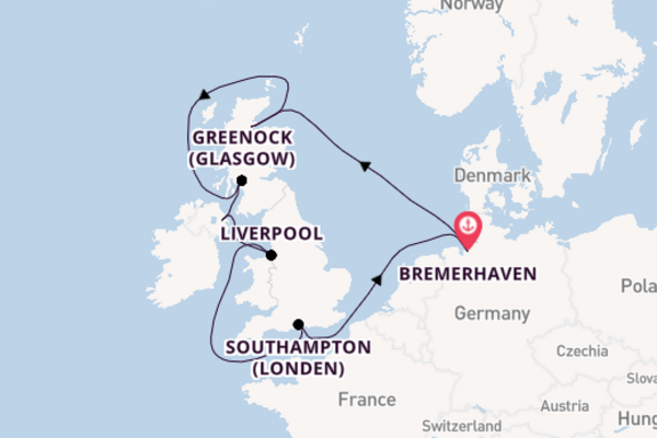 Cruise naar Bremerhaven via Liverpool