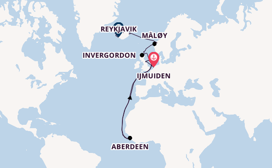 Arktis ab Ijmuiden, Niederlande auf der Seven Seas Mariner