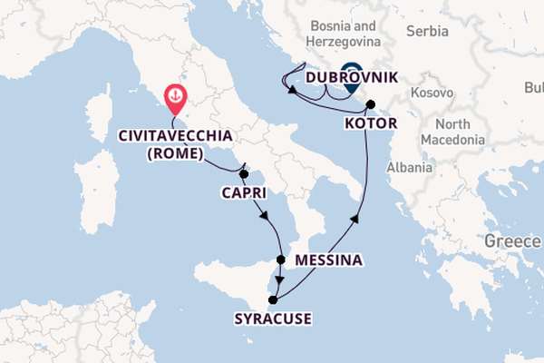 Middellandse Zee vanaf Civitavecchia (Rome), Italië met de MS EUROPA 2