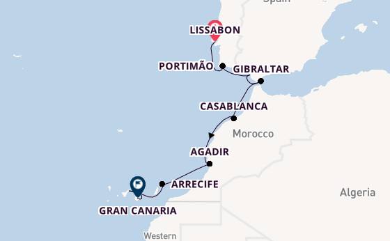 Canarische Eilanden vanaf Lissabon, Portugal met de Azamara Journey