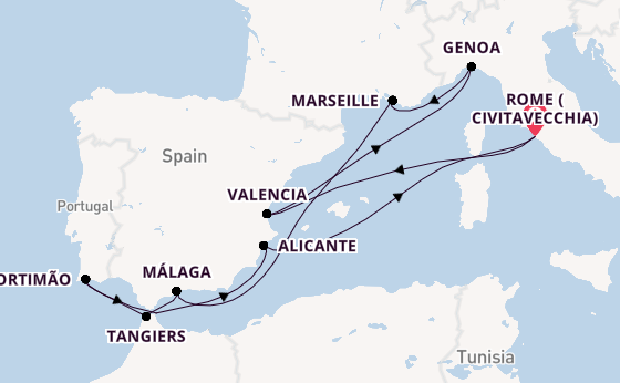 Mediterranean Sea from Rome (Civitavecchia), Italy with the MSC Sinfonia
