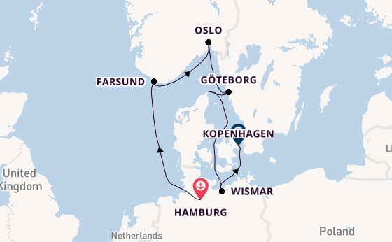 Noorwegen vanaf Hamburg, Duitsland met de Seabourn Quest