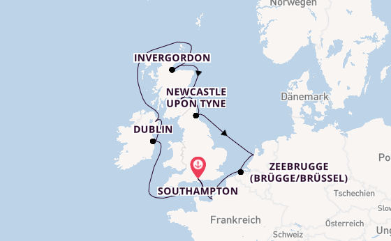 Britische Inseln ab Southampton, Großbritannien auf der Norwegian Star