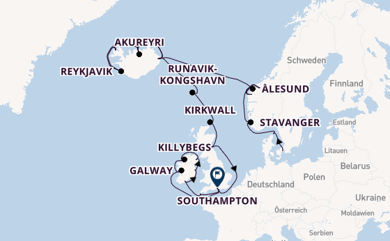 Britische Inseln ab Kopenhagen, Dänemark auf der Caribbean Princess