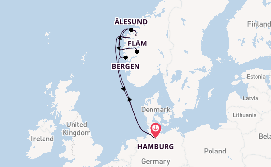 Noorwegen vanaf Hamburg, Duitsland met de Costa Favolosa